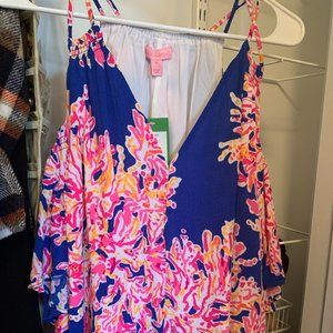 Lilly Pulitzer Bellamie Top in Electric Blue. SZ Medium